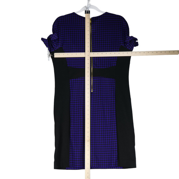 NEW Michael Kors Dress Womens 14 Purple Houndstooth Stretchy Body Con NWT $150 - Picture 6 of 9